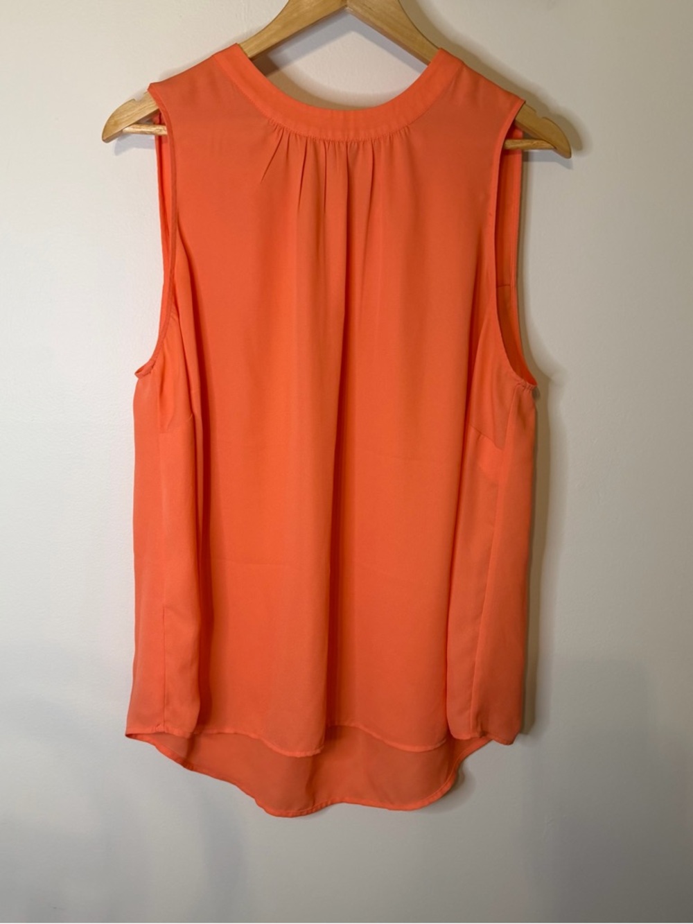 Les Serein Orange Sleeveless Blouse 2X Flowy‎ High Neck Top